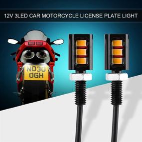 img 3 attached to 🚗 Pair of 12V Universal Car Auto 3 LED Motorcycle License Plate Lights – Waterproof Screw Bolt Lamps for Truck ATV Bike SUV RV (Yellow)