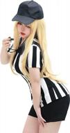 c-zofek women's referee costume striped shirt umpire hat whistle cosplay outfit logo