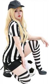 img 2 attached to C-ZOFEK Women'S Referee Costume Striped Shirt Umpire Hat Whistle Cosplay Outfit
