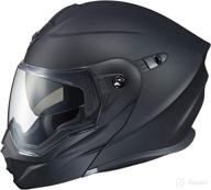 🏍️ scorpionexo unisex modular/flip up adventure touring motorcycle helmet (matte black, xx-large) – exo-at950 solid: high-performance gear for ultimate safety and comfort logo