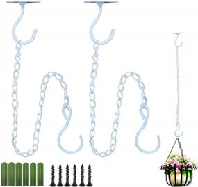 img 4 attached to TIHOOD 2PCS Белые металлические настенные крючки для подвешивания кашпо, кормушек, фонарей и колокольчиков - Крючки для наружного украшения с цепочкой