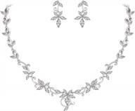 stunning bridal jewelry set: marquise cz flower leaf filigree necklace and earrings by brilove logo