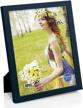 rpjc 11x14 inch wall mountable picture frame with stand, solid wood & high definition glass, jazz blue logo