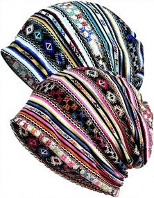 img 4 attached to Womens Baggy Soft Slouchy Beanie Hat Stretch Infinity Scarf Head Wrap Cap