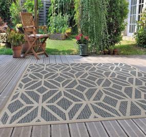 img 4 attached to Easy Clean Contemporary Geometric Rug - 5' X 7' Blue For Patio, Deck & Balcony Areas!