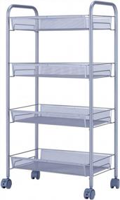 img 4 attached to Rolling Utility Cart With 4 Tiers, Metal Storage Organizer On Wheels, Silver Finish