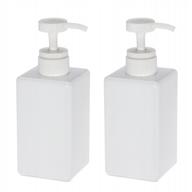2 pack of white 450ml (15.3oz) lotion pump bottles - empty soap dispenser for bathroom, kitchen, shampoo, shower gel, and hand sanitizer logo