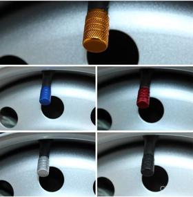 img 1 attached to GODESON Red Car Tire Valve Stems Cap Knurling Style Tire Valve Cap From