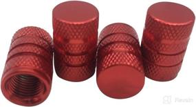 img 3 attached to GODESON Red Car Tire Valve Stems Cap Knurling Style Tire Valve Cap From