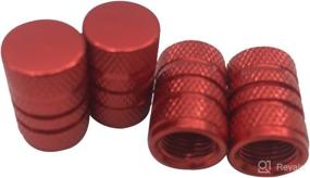 img 2 attached to GODESON Red Car Tire Valve Stems Cap Knurling Style Tire Valve Cap From