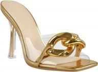 lishan women's square open toe pvc strap slip on high heel sandals logo