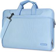 mosiso 360 protective laptop shoulder bag compatible with macbook pro 16 inch 2021 2022 m1 a2485/2019-2020 a2141/pro 15 a1398, 15-15.6 inch notebook, matching color sleeve with belt, airy blue logo