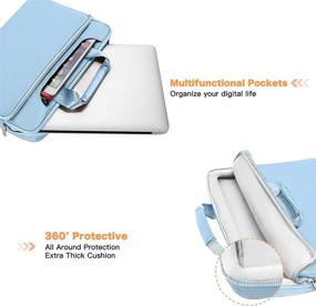 img 3 attached to MOSISO 360 Защитная сумка для ноутбука, совместимая с MacBook Pro 16 дюймов 2021 2022 M1 A2485 / 2019-2020 A2141 / Pro 15 A1398, ноутбук 15-15,6 дюймов, соответствующий цветной рукав с ремнем, воздушный синий
