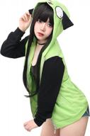 men's/women's c-zofek invader zim cosplay hoodie: zip up pullovers w/ ears for halloween costume! logo
