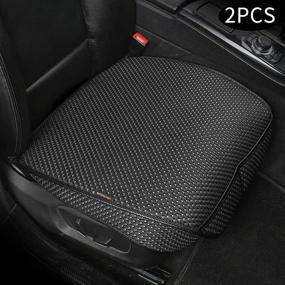 img 4 attached to 🚗 2 PCS Universal Breathable Car Seat Covers for All Seasons - Luxury Seat Cushions for Front Seats, Compatible with 95% Vehicles - Ideal for Cars, Trucks, SUVs, Vans (Black+Grey)