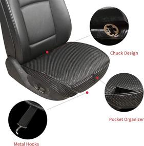 img 2 attached to 🚗 2 PCS Universal Breathable Car Seat Covers for All Seasons - Luxury Seat Cushions for Front Seats, Compatible with 95% Vehicles - Ideal for Cars, Trucks, SUVs, Vans (Black+Grey)