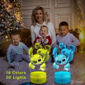 img 3 attached to 🧸 Stitch Gifts for Kids - Remote Control Night Light, Smart Touch, 7 Colors + 16 Colors Changing, Dimmable Stitch Toys as Bedside Lamp for Holiday Gifts