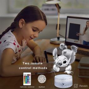 img 2 attached to 🧸 Stitch Gifts for Kids - Remote Control Night Light, Smart Touch, 7 Colors + 16 Colors Changing, Dimmable Stitch Toys as Bedside Lamp for Holiday Gifts