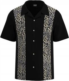 img 3 attached to BeRetro Men'S Bowling Rockabilly Leopard Print Shirt Leopard & Dice Buttons