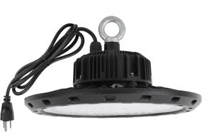 img 4 attached to High Bay LED Light 100W 5000K White With US Plug And 5 Ft Cable: Perfect LED Warehouse Light And Shop Fixture For Factory, Garage, And Gym - Q QINGCHEN UFO