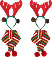 🎅 locolo 4pcs dog christmas scarves and reindeer antlers headband: festive holiday sets for dogs and cats логотип