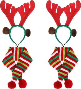 img 4 attached to 🎅 LOCOLO 4Pcs Dog Christmas Scarves and Reindeer Antlers Headband: Festive Holiday Sets for Dogs and Cats