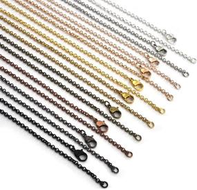 img 4 attached to 20 шт., 10 цветных латунных цепочек для ожерелий с застежками-лобстерами для изготовления ювелирных изделий своими руками - YAKAMOZ, длина 21 дюйм