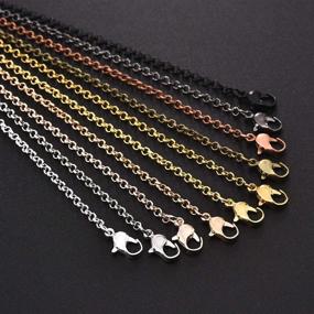 img 2 attached to 20 шт., 10 цветных латунных цепочек для ожерелий с застежками-лобстерами для изготовления ювелирных изделий своими руками - YAKAMOZ, длина 21 дюйм