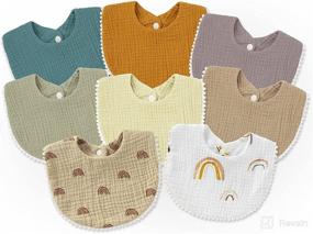 img 4 attached to 👶 Premium 8-Pack Muslin Baby Bib Drool Bibs: Essential for Boys & Girls, Soft Cotton & Cute Colors for Matching Outfits