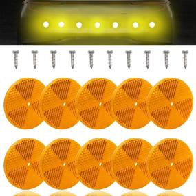 img 4 attached to 🔍 Highly Reflective Yellow Round Reflector with Center Mounting Hole | Pack of 10 | Stainless Steel Screw Included | Ideal for Roads, Mailboxes, Tunnels, Cars | D-020-Y