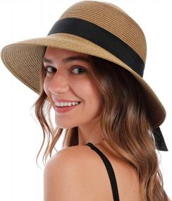 img 4 attached to Packable Large Brim Straw Sun Hat For Women With UV Protection - Ideal Women'S Sun Hat For Outdoor Activities