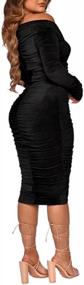 img 2 attached to Lexiart Womens Sexy V Neck Off The Shoulder Ruched Velvet Bodycon Cocktail Party Dresses