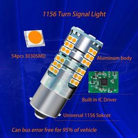 img 1 attached to WEIMELTOY 1156 Led Turn Signal Light Amber Yellow,Can Bus Error Free 7506 1156A 1003 1141 P21W Blinker Light, High Power 22W 54SMD 3030 Chips, Alumnimum Body, Built In Resistor Anti Hyper Flash, 2Pcs