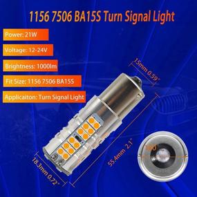 img 2 attached to WEIMELTOY 1156 Led Turn Signal Light Amber Yellow,Can Bus Error Free 7506 1156A 1003 1141 P21W Blinker Light, High Power 22W 54SMD 3030 Chips, Alumnimum Body, Built In Resistor Anti Hyper Flash, 2Pcs