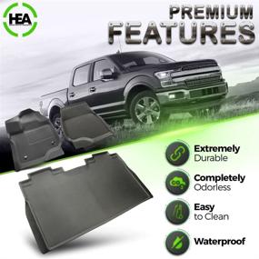 img 2 attached to HEA Ford F150 Compatible Truck Floor Mats Super Crew Cab 15 - 22 Black - Premium All-Weather Front Rear Liners - Waterproof & Heavy Duty - No Logo - Interior Accessories