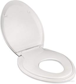 img 4 attached to 🚽 PlumBoss E2000 Elongated Toilet Seat: Potty Training Made Easy with Magnetic Kids Seat - Fits Adults and Children - Off White
