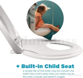 img 2 attached to 🚽 PlumBoss E2000 Elongated Toilet Seat: Potty Training Made Easy with Magnetic Kids Seat - Fits Adults and Children - Off White