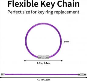img 3 attached to Cuttte 14PCS Key Ring Keychain - 4.7 Inches Stainless Steel Wire Key Rings For Key Chain Rings, 2Mm Coated Keychain Cable Threaded Heavy Duty Luggage Tag Loops Dog Tag Ring For Collar, Multicolor