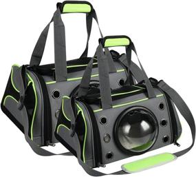 img 3 attached to 🐾 Soft-Sided Pet Airline Approved Carrier Bag - Dog & Cat Carrier - Foldable for Small to Medium Dogs and Cats - Travel Comfortable - Large Green Designer Cat Carrier for Car