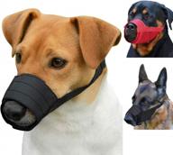 adjustable soft nylon dog muzzles - 2 piece set, breathable mouth guard cover for small, medium, and large dogs. anti-chewing, anti-barking, and anti-biting. colors: black and red. size: small. логотип