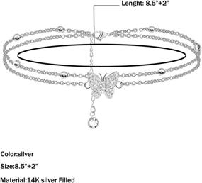 img 3 attached to Women's 925 Sterling Silver Butterfly Anklets - Elegant Jewelry in 14K