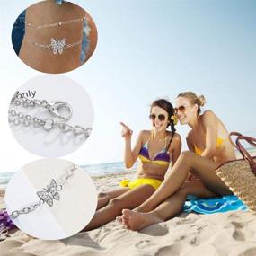 img 1 attached to Women's 925 Sterling Silver Butterfly Anklets - Elegant Jewelry in 14K