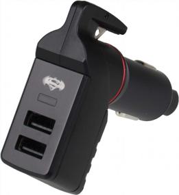img 4 attached to Ztylus Special Design Stinger USB Emergency Escape Tool: спасательное автомобильное зарядное устройство, подпружиненный пробойник для стеклоподъемника, нож для ремня безопасности, два USB-порта 2,4 А (Blue Super Bat)