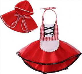 img 4 attached to Little Red Riding Hood Costume Tutu Dress With Cape Cloak - Halloween Fairy Tale Dress Up Outfit For Baby Girls By HIHCBF
