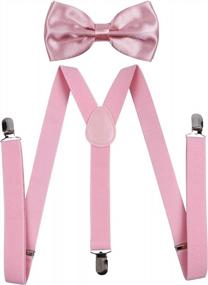img 4 attached to Adjustable Men'S Bow Tie And Y Shape Suspender Set In Solid Colors With Elastic - Perfect For Formal Events