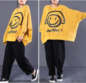 img 3 attached to Oversized Smiley Printed Women'S Sweatshirts - Casual Bat Wing Style With Crewneck And Long Sleeve Pullover Tops - Perfect For A Cute And Comfy Look (Model WN6)