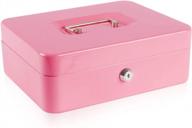 pink metal cash box with lock and money tray - kyodoled large cash drawer for holding money, bills, and coins - 9.84"x 7.87"x 3.54 logo
