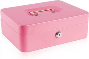 img 4 attached to Pink Metal Cash Box With Lock And Money Tray - KYODOLED Large Cash Drawer For Holding Money, Bills, And Coins - 9.84"X 7.87"X 3.54