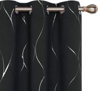 затемненные шторы deconovo с волнистым принтом из серебряной фольги - теплоизолированные, шумопоглощающие шторы для детской комнаты (42 вт x 96 л в дюймах, набор из 2 панелей) - черный логотип
