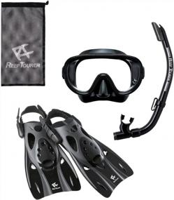 img 4 attached to Explore The Ocean With Reef Tourer'S Adult Single-Window Mask, Snorkel And Fin Traveling Set